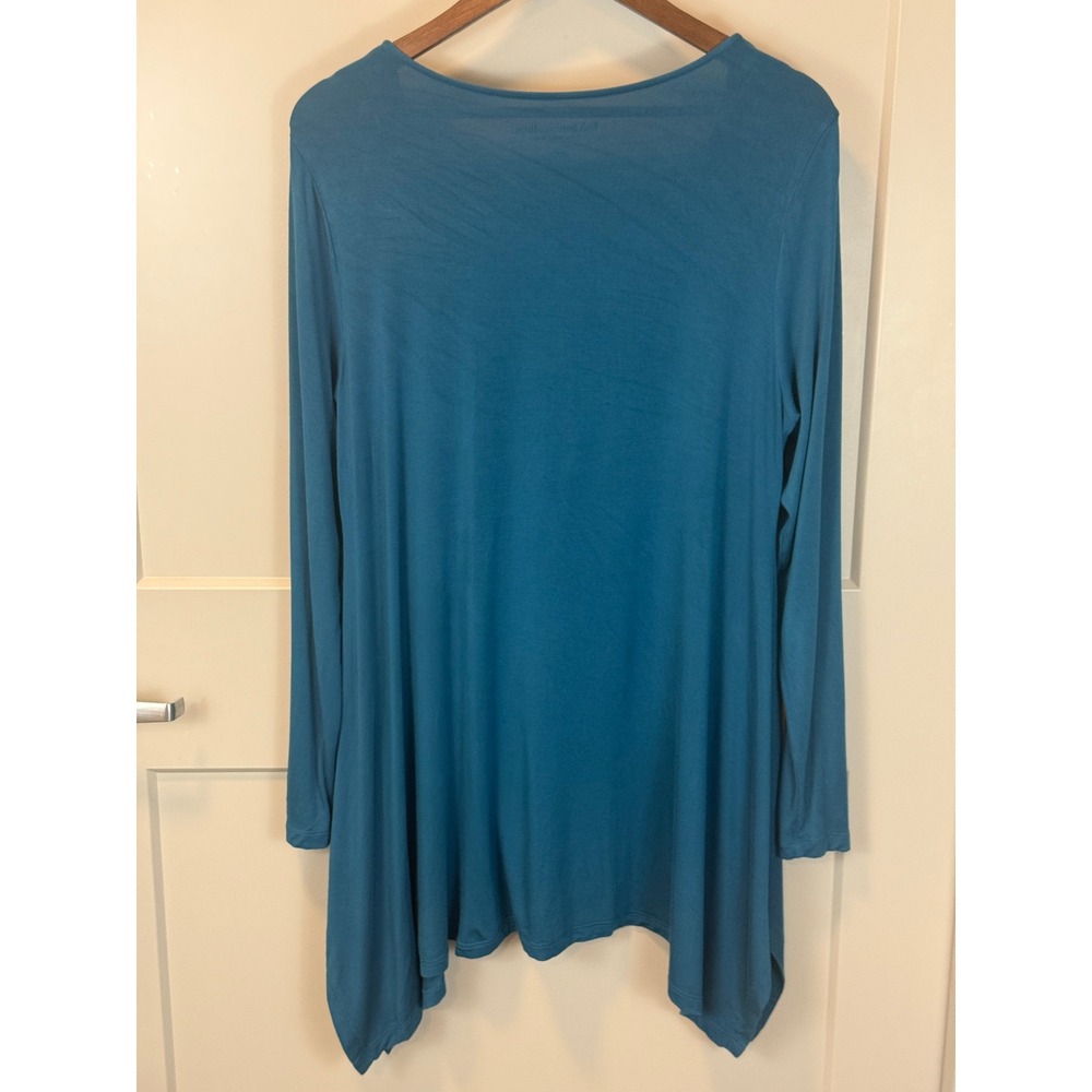 Soft Surroundings Timely Teal Blue Longline Scoop Neck Tunic Size Large - Picture 6 of 9